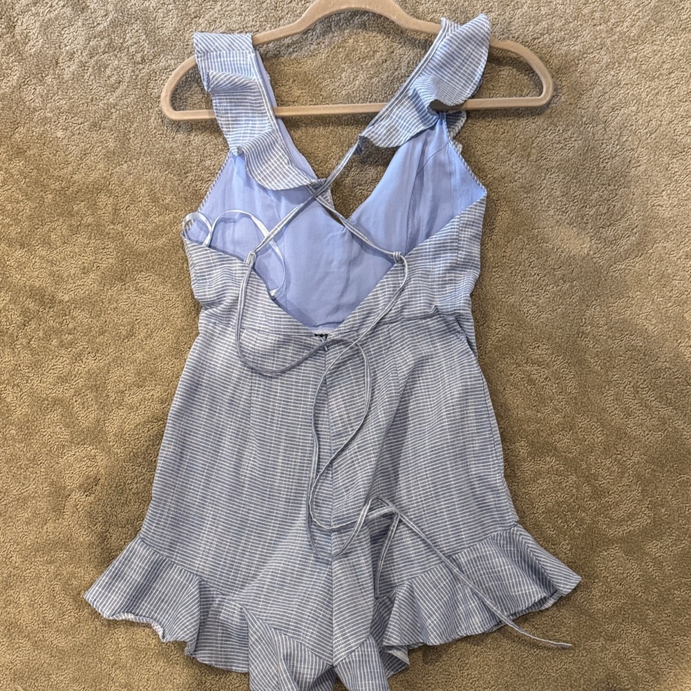 Blue Striped Ruffle Romper - Picture 3 of 3